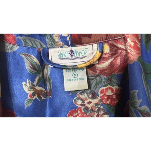 Gracie Bishop Vtg Floral Robe w Pockets, Size Medium, Coquette Starlet Glamour - Picture 4 of 6